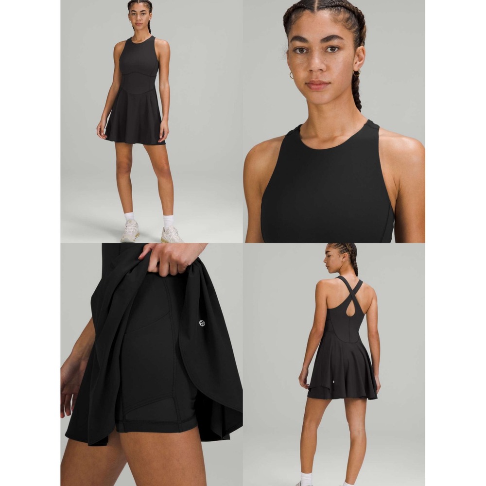 Lululemon Court Crush Dress Black Tennis Exercise Pickleball W1DHYS Size 6 - Picture 14 of 15